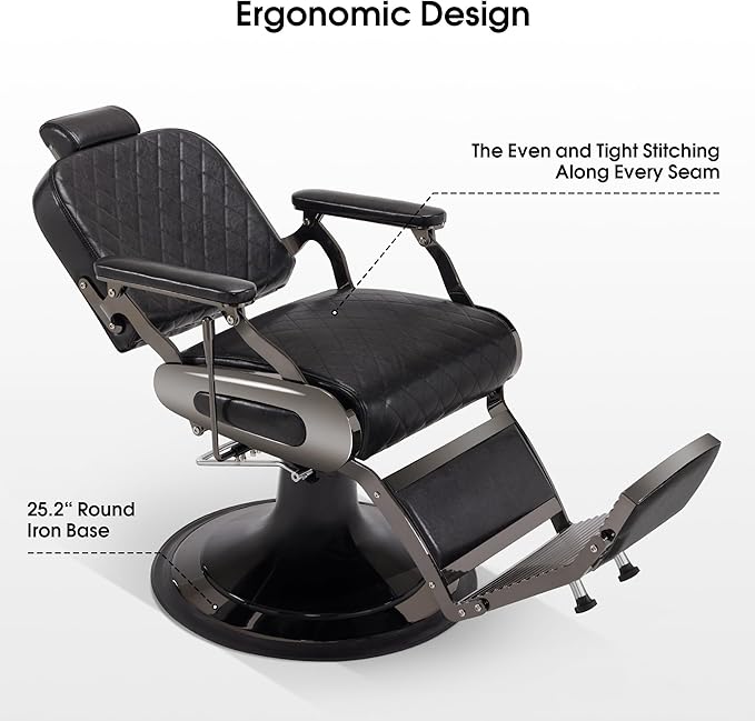 BarberPub All Purpose Barber Chair with Heavy Duty Pump,Reclining Adjustable Swivel Hair Styling Chair for Hair Stylist, Home Salon,Barbershop Salon&Spa 9453 (Black)