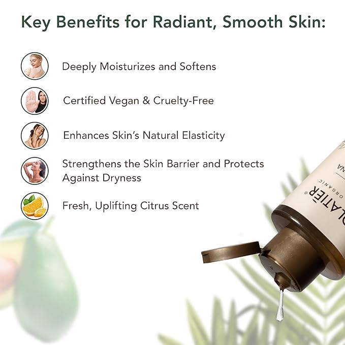ECOLATIÈR Shower Oil – Organic Avocado Oil – Moisturizing & Nourishing Body Wash for Women, 95.5% Natural, Vegan, for Sensitive Skin - 8.5 Fl Oz (Avocado oil)