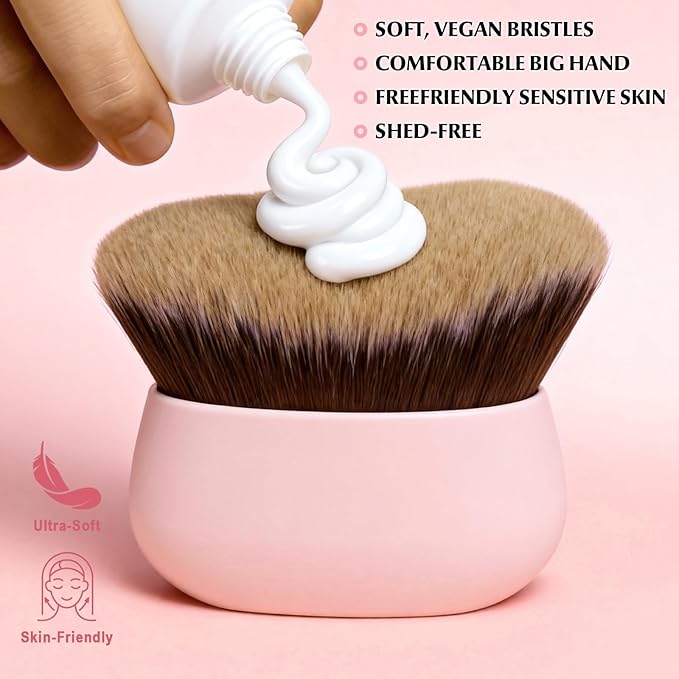 Extra Large Body Makeup Brush,75mm Wide-headed Body Coverage Applicator For Self Tanner, Leg Makeup &Body Blend for Tattoo Cover up Makeup, Oval Face&Back body makeup Brush Wet&Dry Use (pink)