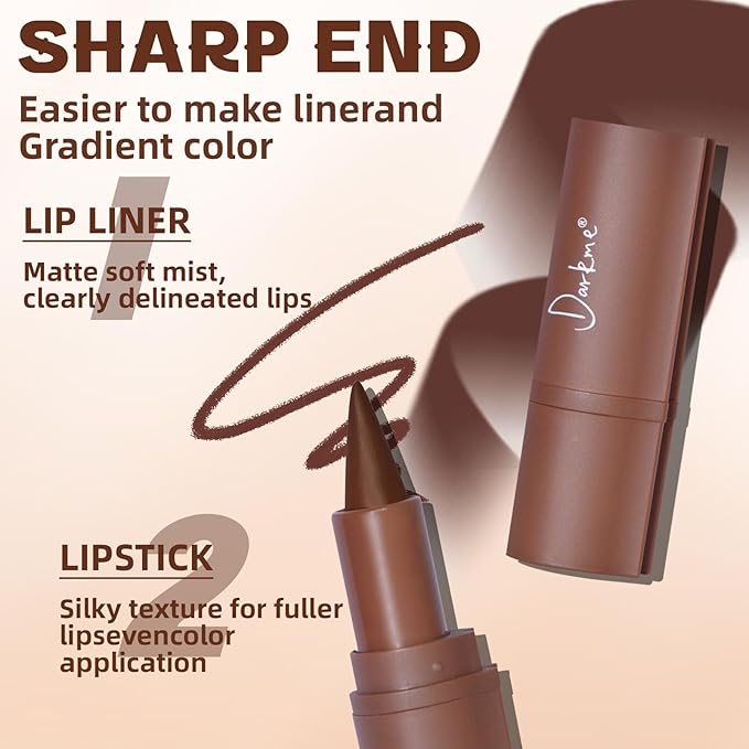 Lip Liner Gloss Set, Dark Brown Plumping Lip Liner Lip Pencil Moisturizing Lightweight Lip Gloss Lip Combo, High Shine Glossy Lip Tint Lip Stain Makeup Long Lasting Lip Contour for Women