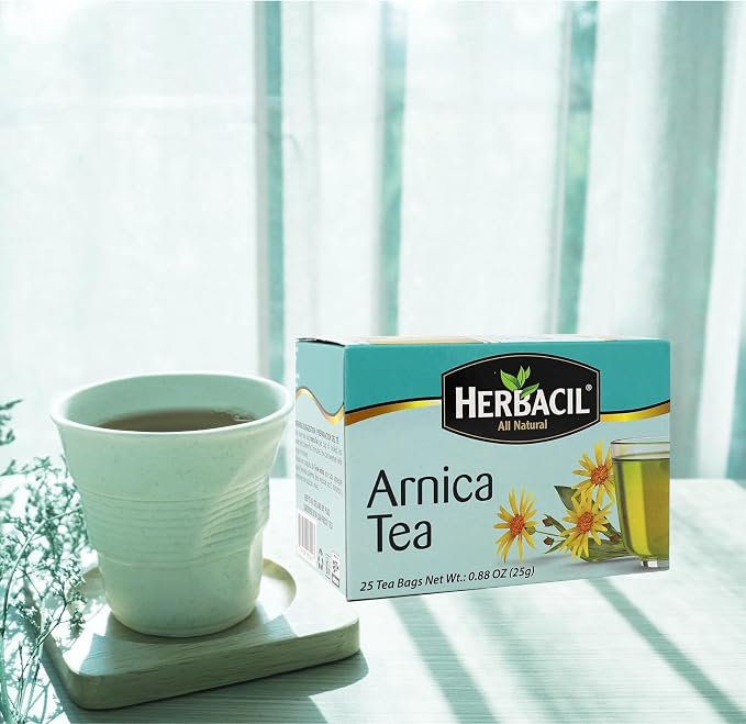 Herbacil Arnica Herbal Tea, Herbal Blend, Caffeine-Free, All Natural, 3-pack of 25 bags per box (75 Tea Bags), 0.88 oz Each