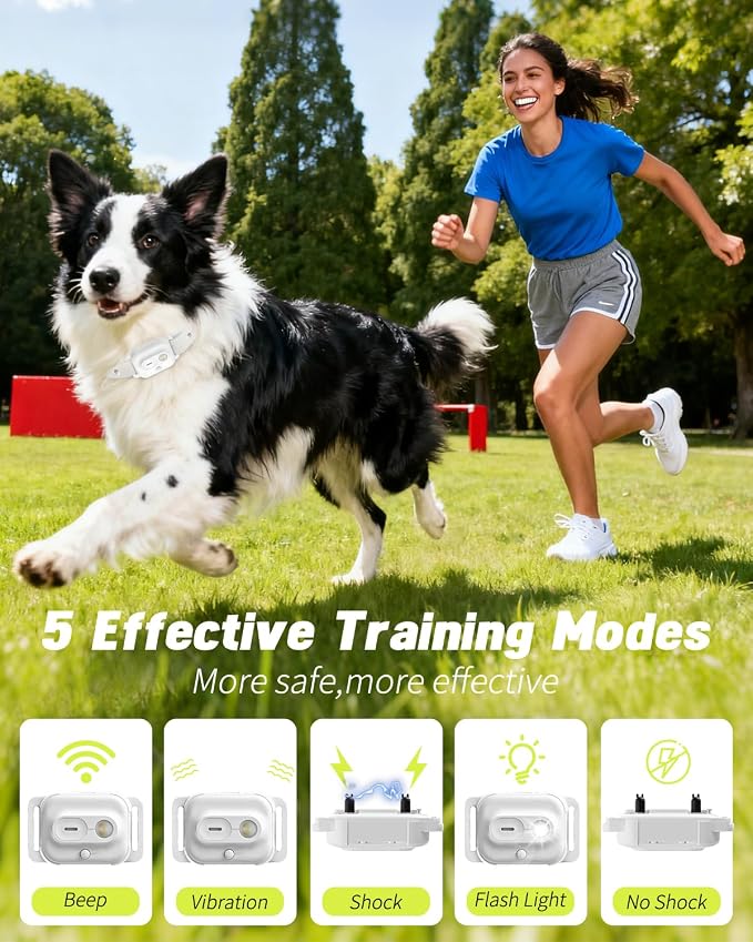 Dog Shock Collar, Dog Training Collar with Remote Control 3300FT Range, Electric Collar with Smart Light, Rechargeable Waterproof E Collar for Small Medium Large Dogs
