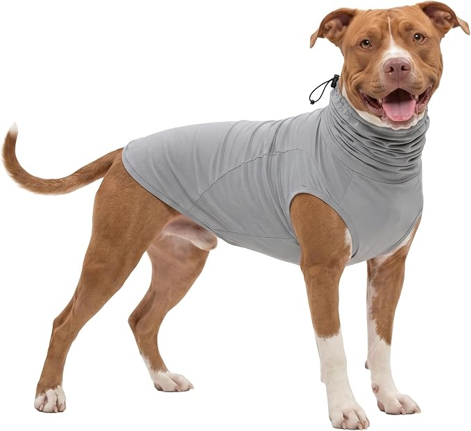 LovinPet UPF 150+ Dog Sun Shirt, Sleeveless High Neck Cooling UV Protection Clothes for Large Breeds, Quick Dry Lightweight Outdoor Vest with Breathable Belly Panel, Gray, L