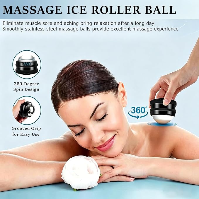 Massage Ice Roller Ball - Roller for Muscles Deep Tissue - Stays Cold for 6 Hours, Plantar Fasciitis Roller, Sports Fitness Relaxations Gift, Rapidly Relieve Muscle Pain and Tension