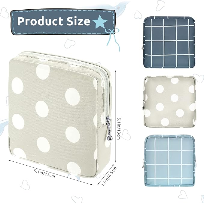 3pcs Period Bag,Period Pouch,Sanitary Napkin Storage Bag, Portable Reusable Menstrual Pads Bags,Tampon Storage Pouch for Women Teen Girls,pad Bag,Feminine Care,tampons Holder for Purse