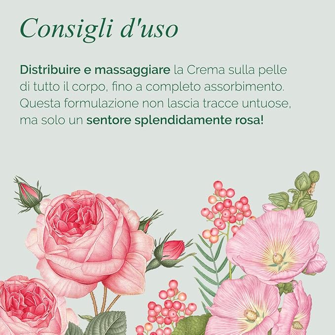 L'Erbolario Body Cream - Moisturizing Body Butter for Dry Skin - Prevents Skin Aging - Firming Skin Care with Floral and Spicy Scent - 3 Rosa - 6.7 oz