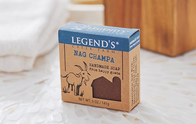 Legend's Creek Farm Goat Milk Soap - Cleansing Moisturizing Bar for Hands and Body - 5 Oz Creamy Lather, Nourishing, Gentle Natural Soap for Sensitive Skin (Nag Champa, Pack of 2)