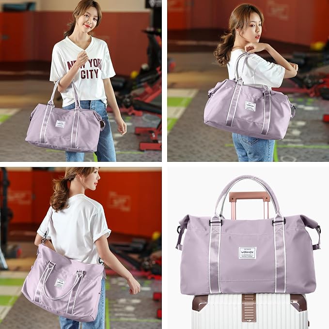 Travel Duffel Bag, Carry On Overnight Weekender Bags for Women | Travel Bag with Wet Pocket & Trolley Sleeve, For Spirit Airlines 18x14x8 Personal Item Bag