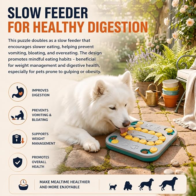 Cat Puzzle Toy, Treat Dispenser & Slow Feeder for Cat and Dog (grey)