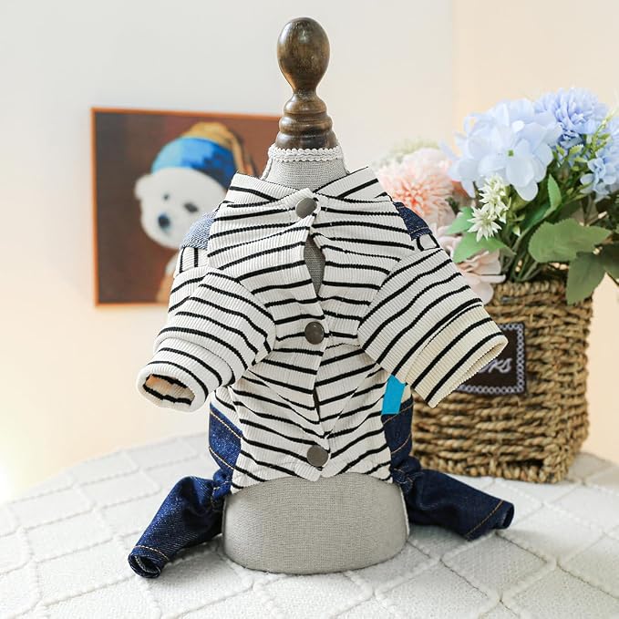 Dog Stylish Overalls Comfortable Puppy One Piece Outfits Summer Bib Overalls for Small Dogs Cute Pet Jumpsuit Onesie Chihuahua Yorkies Birthday Holiday Clothes Costume
