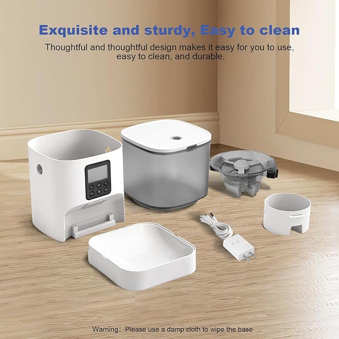 Automatic Cat Feeder, 4L Cat Food Dispenser with 10s Voice Recorder, Pet Feeder up to 8 Meals per Day, Timed Dog Feeder with Dry Food Sealed Ring