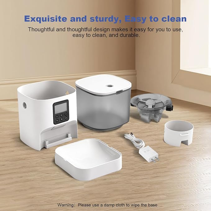 Automatic Cat Feeder, 4L Cat Food Dispenser with 10s Voice Recorder, Pet Feeder up to 8 Meals per Day, Timed Dog Feeder with Dry Food Sealed Ring