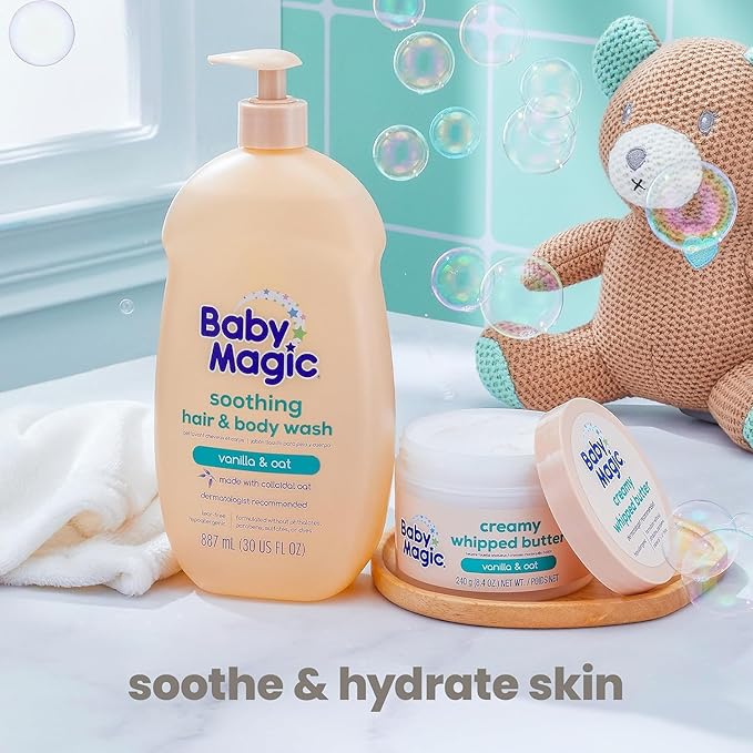Baby Magic Creamy Whipped Butter, Vanilla & Oat, Helps Keep Skin Feeling Healthy and Baby Soft, Hypoallergenic, 8.4 fl oz.