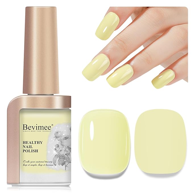 Yellow Nail Polish Quick Dry Pastel Nail Lacquer Sheer Color, Light Yellow Regular Fast Dry Fingernail Polish Bulk Non Gel Long-Lasting DIY Salon Gift for Women