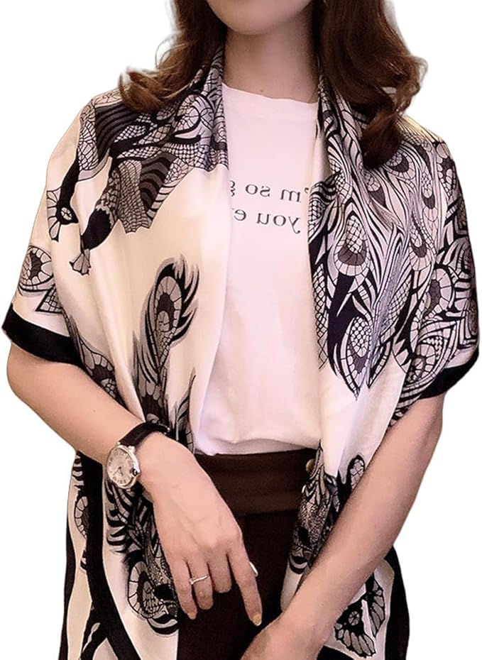 K-Elewon Large Square Scarf 43" Silk Scarf Fashion Scarves Silk Feeling Hair Wrapping Scarfs Night Sleeping Headscarf