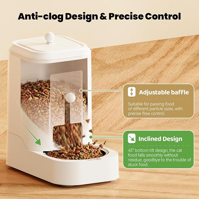 Automatic Cat Food Dispenser with Stainless Steel Bowl | Dog Water Bowl Dispenser Adjustable Water Dispensing, Auto Pet Waterer for Cats and Dogs