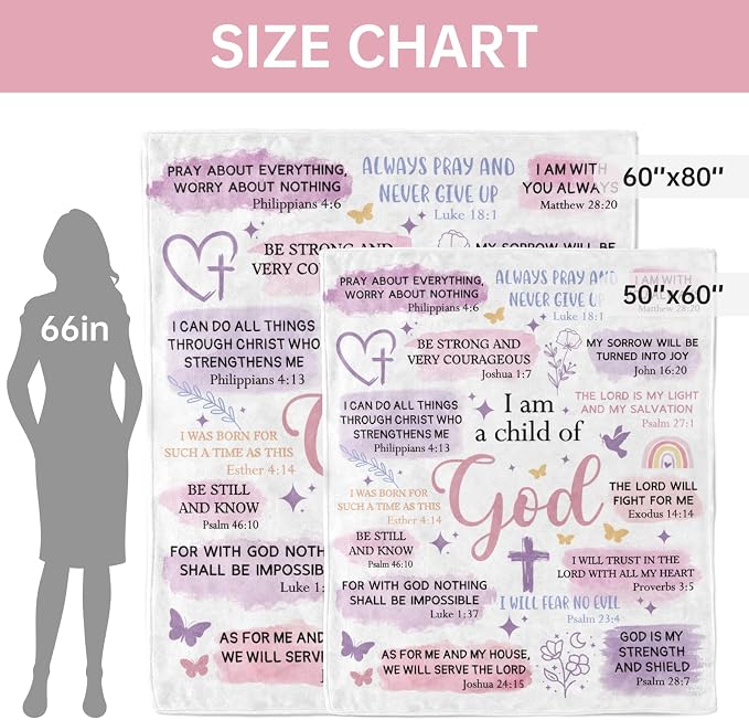 Baptism Gifts for Girl, Christian Blanket, Teen Girl Gifts Trendy Stuff | Christian Birthday Gifts for Teen Girls, Women, I Am a Child of God Blanket, First Communion Gifts for Girls(80 * 60)