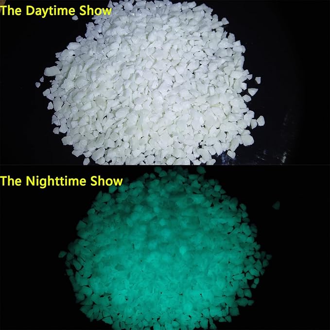 TWINKLING Glow in The Dark Crushed Glass, Broken Glass Glitter, Glow in The Dark Stones Gems Chips for DIY Resin Art Epoxy Crafts, Nail Art, Jewelry Making, Geode Painting, 3-5mm(200g) (Blue Green)