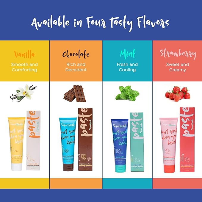 SuperMouth Nano Hydroxyapatite Toothpaste – Non-Fluoride, Remineralizing, Eases Sensitivity, Whitens – Dentist Developed, Safe Clean Ingredients, Microbiome-Friendly, Adults & Kids, 4 Amazing Flavors