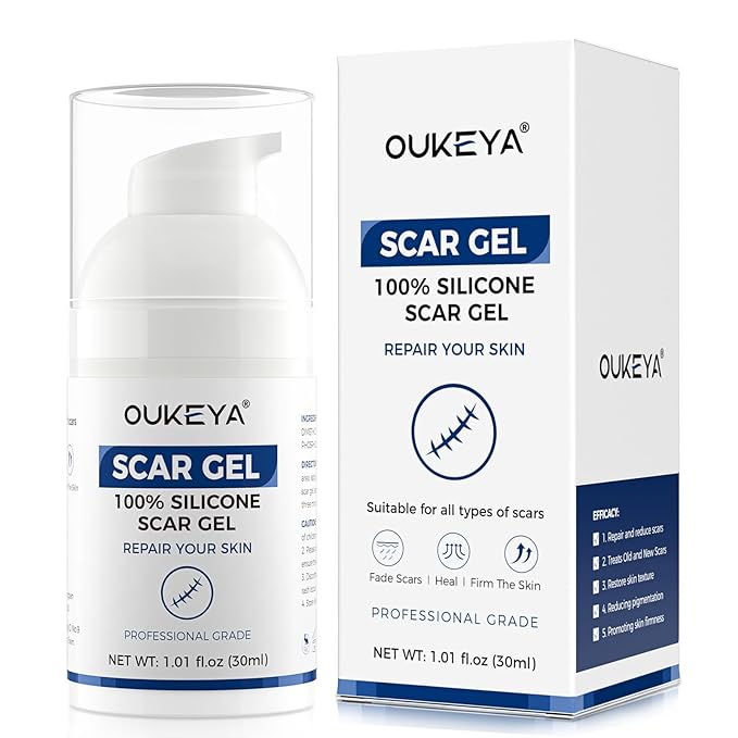 OUKEYA Silicone Scar Gel - 100% Silicone Cream Perfect for Sensitive Skin, Say Goodbye to Old and New Scars (30ml)