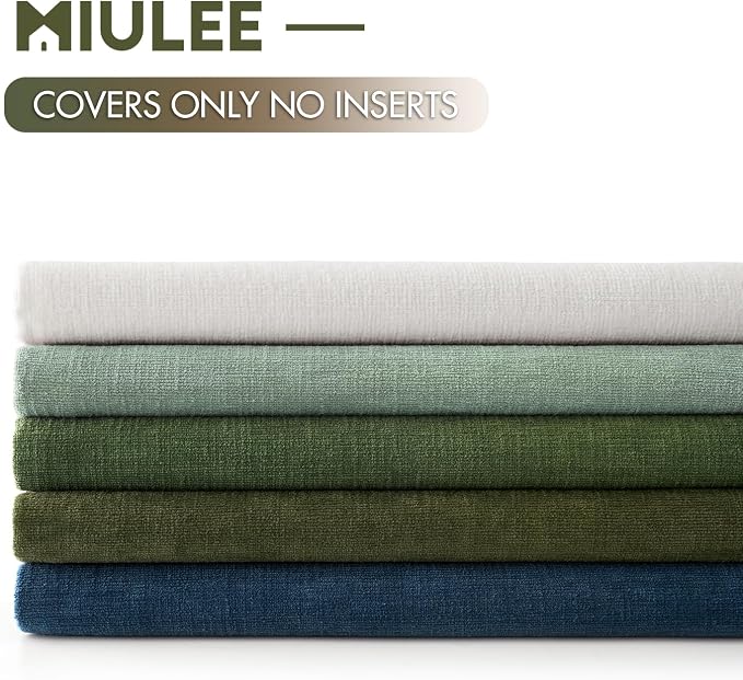 MIULEE Greyish Green Chenille Couch Throw Pillow Covers, 20x20 | Set of 2, Soft Modern Farmhouse Style, Decorative Pillowcases for Sofa Living Room Bed, Home Decor