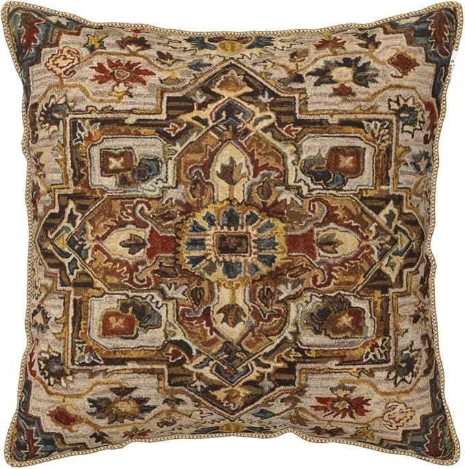 Terracotta Gold Vintage Velvet Pillow Covers 20x20 Inch Tan Brown Khaki Bohemian Tapestry Carpet Throw Pillows for Couch Soft Cushion Covers Pillowcase Aztec Boho Rug Pillow Cases for Bed Living Room
