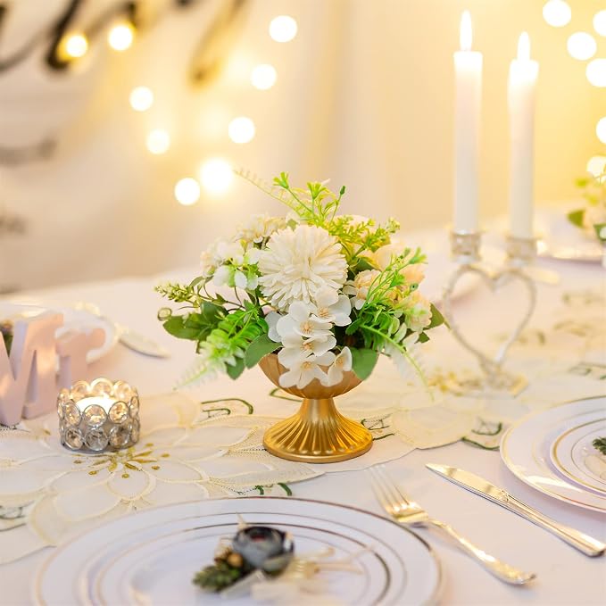 Sziqiqi Mini Gold Flower Arrangement Pots for Centerpiece Table Decorations Metal Vase Urn Planter Decor for Home Wedding Party Christmas (3.7IN-2PCS, Gold)