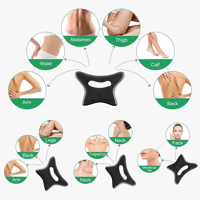 Body Gua Sha Tool Large Natural Bian Stone Handle Guasha Scraping, Muscle Scraper Tool for Soft Tissue, Manual Anti-Cellulite Sculpting Board for Muscle Release, Body Contouring (7.3 inch)