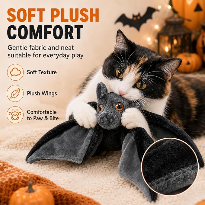 Flying Bat Dog Toy,Flapping Bird Interactive Cat Toy,Flying Bt Toy for Dogs | Cute Flapping Wings Electric Teasing Cat/Dog Toy,Indoor Chase Toy for Exercise,Hanging and Ground Play(1Pc)
