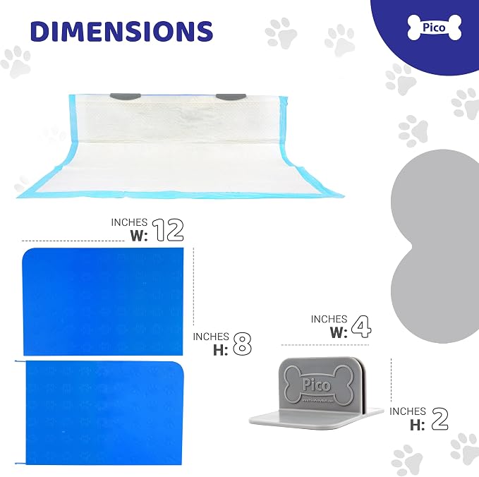 Pico Stand Up Vertical Wall Dog Puppy Pee Pad Holder - Indoor Splash Guard for Potty Training - Potty Pad Holder with Easy Clean up for Leg Lifting Small and Medium Dogs Potty Wall