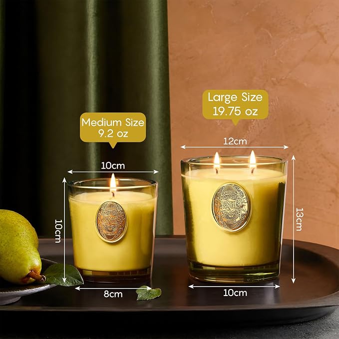 M&SENSE Large Two-Wick Strong Soy Candle | Sandalwood Jasmine & Green | 19.8 oz, 120H Burn Time | Luxury Candle for Relaxation, Gifting, Home Décor | Candles for Mothers Day Gifts