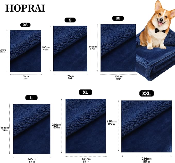 Dog Blanket, Waterproof Reversible Sherpa Fleece Throw Blanket, Furniture Cover for Bed, Couch, Sofa Protection from Liquid Pee and Pet Fur of Puppy, Cat (Navy Blue S28*39inches)