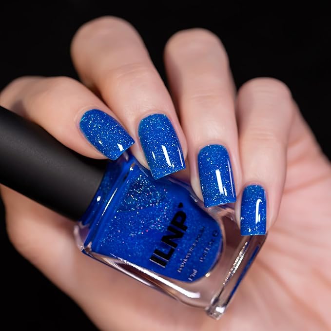 ILNP Songbird - Vivid Cobalt Blue Holographic Jelly Nail Polish, Chip Resistant Manicure, Non-Toxic, Vegan, Cruelty Free, 12ml