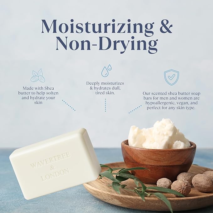 Wavertree & London Prosecco Scented Natural Soap (8 Bars), 7oz Moisturizing French Triple Milled Soap Bars enriched with shea butter - Pure Plant Oil Bath & Body Bars for All Skin Types