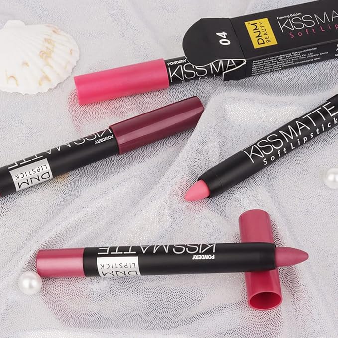 evpct 3Pcs Light Natural Pink Metallic Matte Lip Liner Pencil Crayon and Lipstick Set Long Lasting Waterproof Matching Lipstick and Lip Liner Set 24 Hour labiales mate 24 horas originales 1&4&7