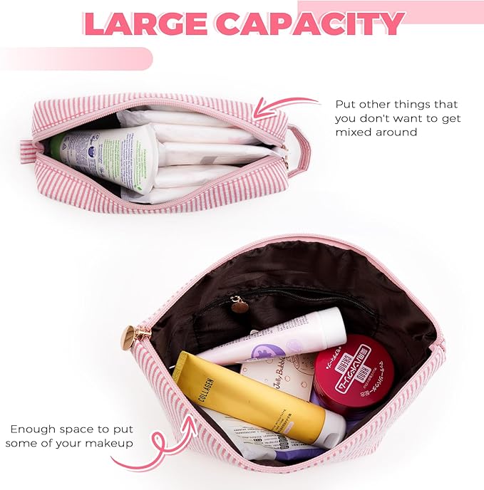 Personalized Makeup Bag for Women Girls - Fashion Cosmetic Bag Trendy Travel Toiletry Bag with Initials Letter - Teen Gifts - Peach,G