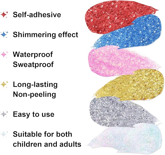 Silver Body Glitter Stick, Halloween Face Glitter Makeup,Holographic Hair Glitters Mermaid Makeup Rave Outfits for Women, Shimmer Face Paint Stick for Christmas (Silver)