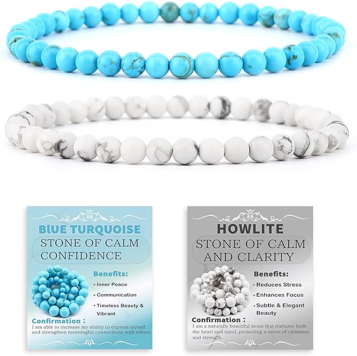 NCB 2.3-Piece 4mm Natural Crystal Gemstone Stretch Bracelets – Handmade Reiki Energy Healing Jewelry for Meditation,Yoga, Unisex