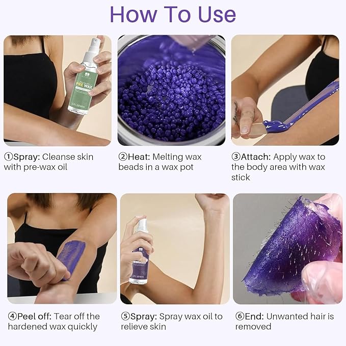 BLITZWAX Brazilian and Bikini Waxing Kit for Women, Hard Wax Warmer for Face, Legs and Body, At Home Hair Removal Kit, Beginner Friendly, Digital Fast Heating, 51 Wax Items