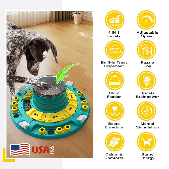 KADTC XL, 4 Levels Dog Puzzle Toy, Push-to-Release Treat Dispenser for Dogs