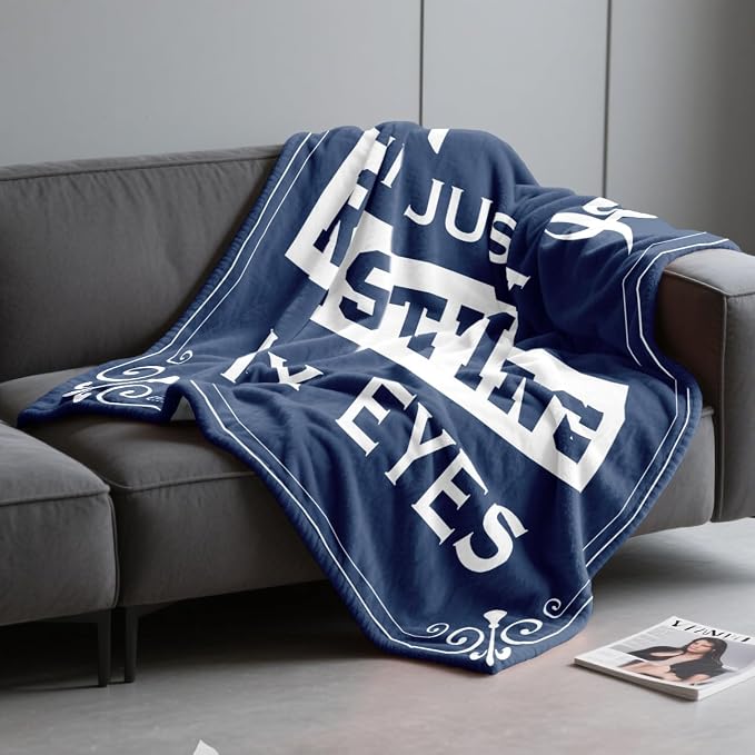 Kituzol Birthday Gifts for Men, Dad Gifts for Birthday, Anniversary Retirement Present for Men Grandpa, Dad Husband Blanket, I'm Not Sleeping, I'm Just Resting My Eyes Blanket (Navy Blue, 80x60inches)