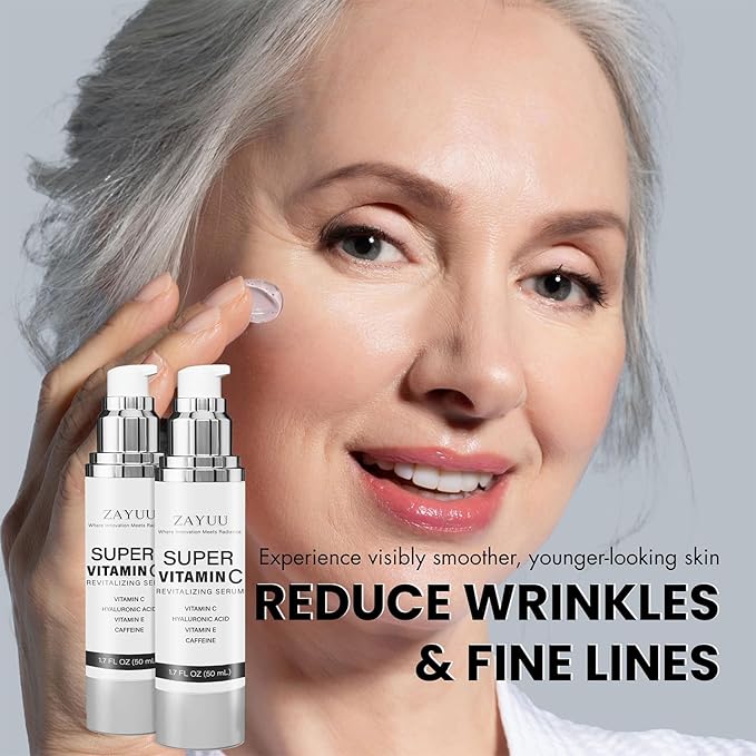 Super Vitamin C Serum 2-Pack — Hydrating Brightening Face Serum with Vitamin C, Hyaluronic Acid, Vitamin E, Niacinamide & Peptides — Helps Improve the Look of Uneven Skin Tone, Fine Lines & Radiance