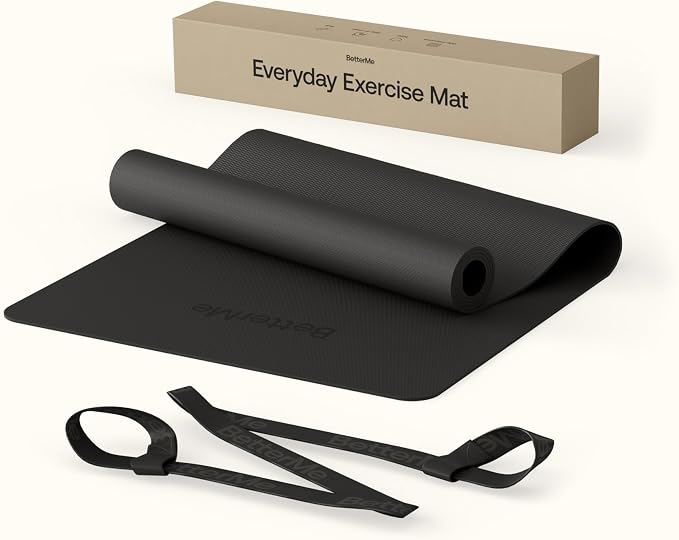 BetterMe Yoga Mat - Non-Slip Exercise Mat for Women - Cushioned Pilates Mat for Home Workouts, Stretching & Hot Yoga - Portable Fitness Mat with Strap