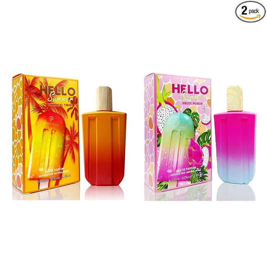 A CENTER 2PCS Perfume Set for Women - Floral Fragrance Gift Set with Vanilla,Freesia&Fruity, Eau De Parfume| 3.4 Fl Oz Each Women's Cologne(Hello Summer Tropical&Fruit)
