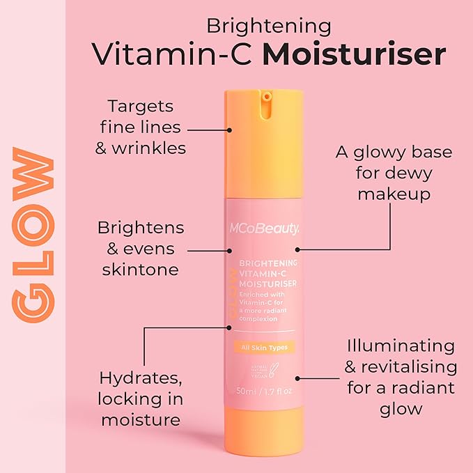 MCoBeauty - Glow Brightening Vitamin C Facial Moisturizer - Hydrating Face Cream with Ferulic Acid for Radiant, Energised & Dewy Skin - Contains Ferulic Acid, Crema Hidratante Para La Cara