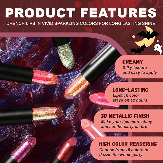 Purple Brown Metallic Lipstick for Women,Lightweight Non-Drying Shimmer Frosted Lipsticks,Glitter Lip Gloss Stain Long Lasting Waterproof No Smudge Proof No Transfer 12 Hour,Cruelty-Free Makeup