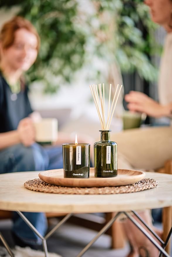 Green Bamboo Aromatherapy Candle – Patchouli, Sandalwood & Cypress Scented Candle, Plant-Based Wax, 7 oz, 45 Hour Burn Time, Fresh & Grounding Candle