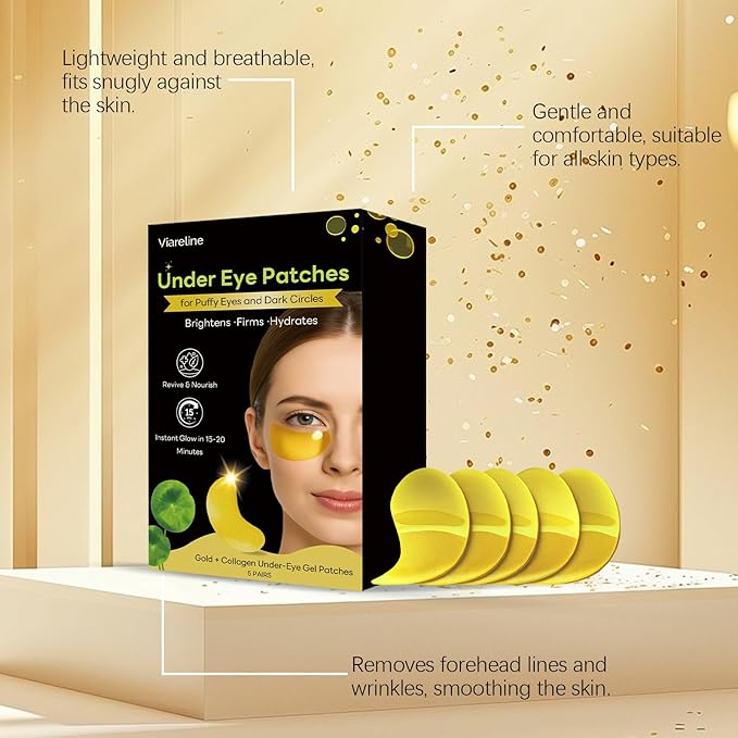 Gold Eye Mask, Eye Skin Moisturizing Periocular Collagen Elastic Gloss Rejuvenating Eye Mask