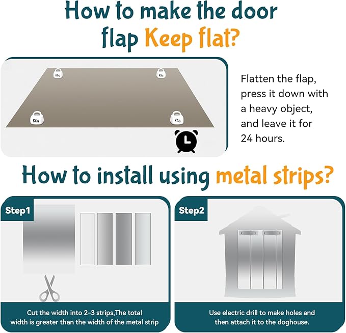 Dog Door Replacement Flaps 15.7 in x 4.9 FT with Metal Strips | Dog House Flap - Weather Resistant Plastic Vinyl Strip for Igloo or Kennel, Easy to Cut