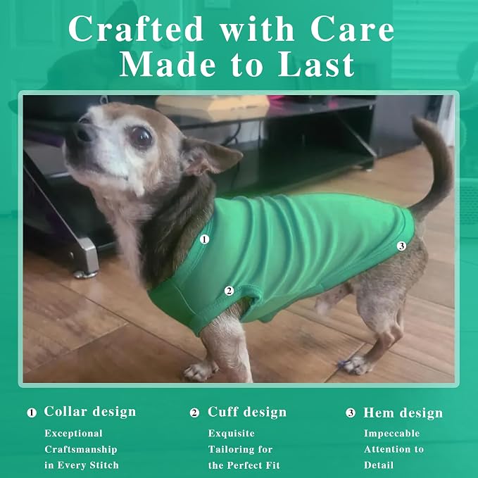 2 Pack Solid Color Dog Shirts - Lightweight, Quick Dry, Breathable Pet T-Shirts for Small to Large Dogs - Stretchy, Durable, Ideal for All Seasons and Holidays.Pink Green M
